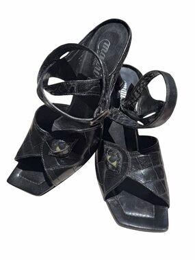 GATTINONI DONNA Rare Vintage Reptile Eye Leather Collectible Heels Size 37 IT